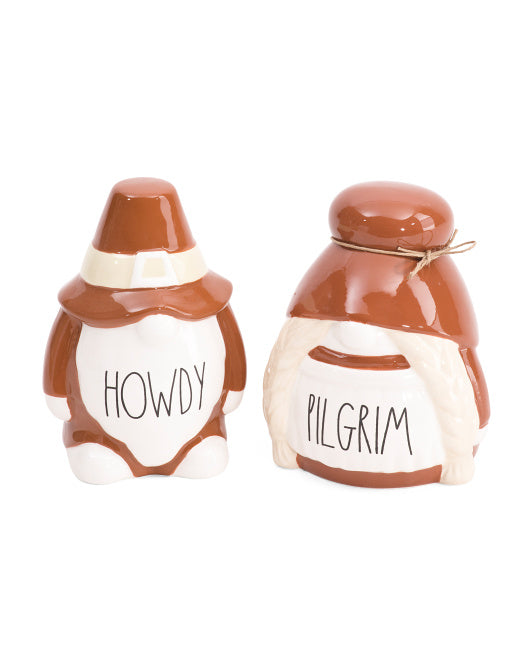 Rae Dunn ~ Set Of 2 Howdy Pilgrim Gnomes