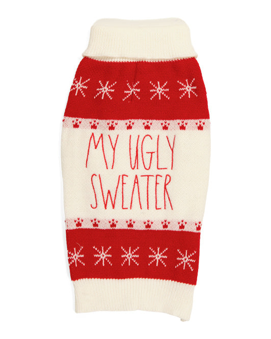 Rae Dunn ~ My Ugly Sweater Embroidered Pet Sweater