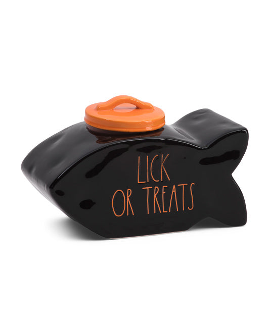 Rae Dunn ~ Lick Or Tricks Fish Shaped Canister